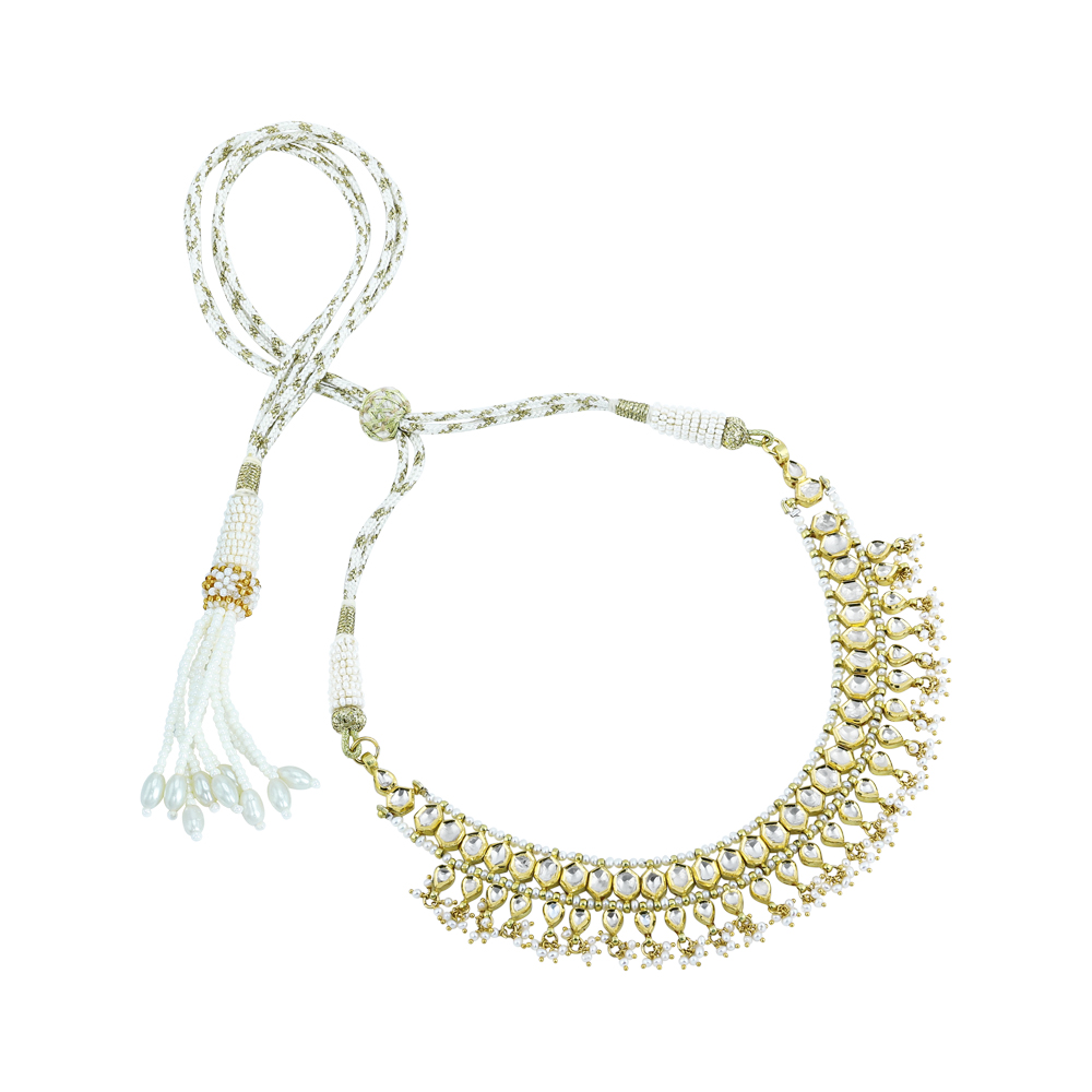 Polki Necklace with Graceful Pearl Beads